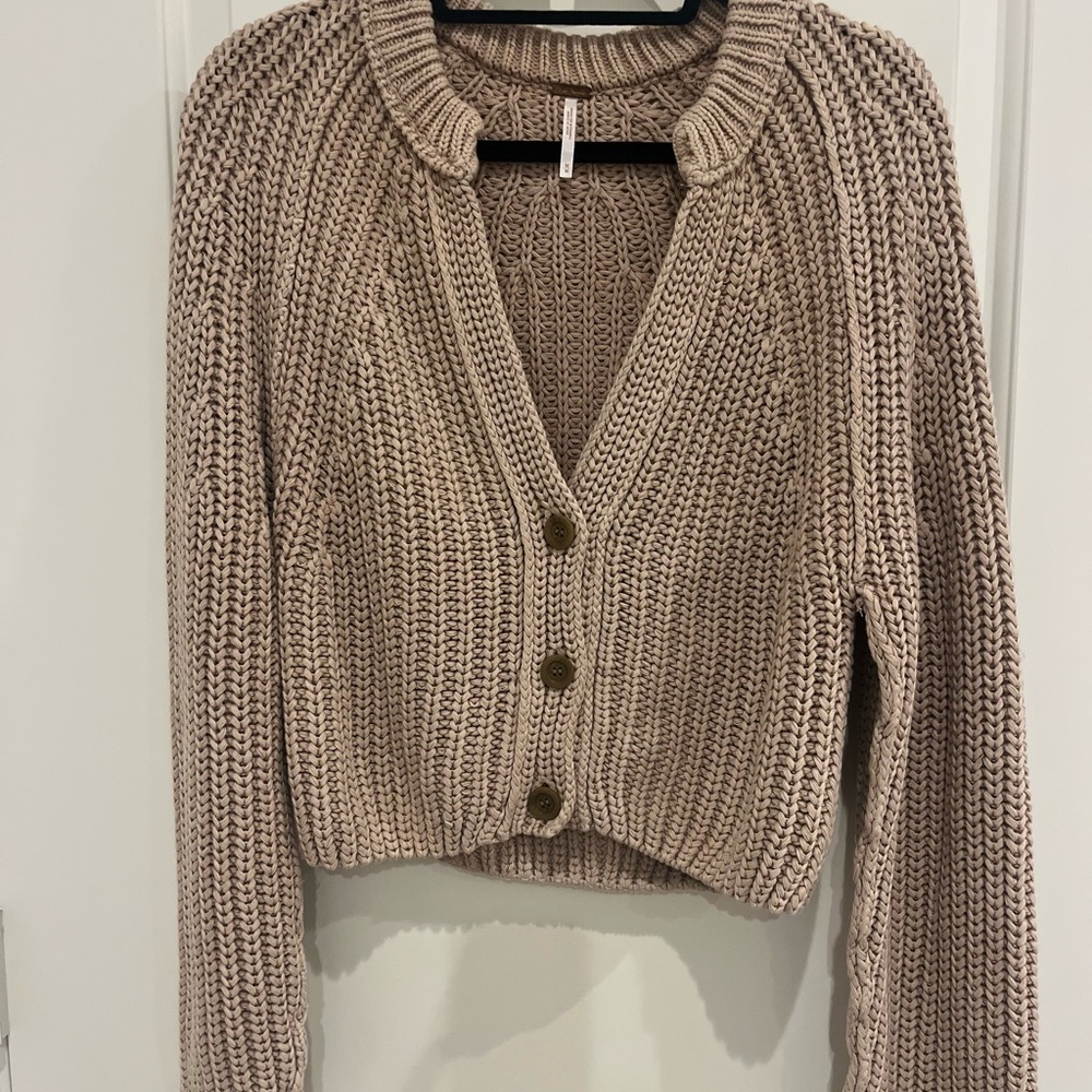 Free People Ribbed Knit Cardigan - Brown